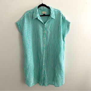 Universal Thread green Striped Button-Down Shirt Dress